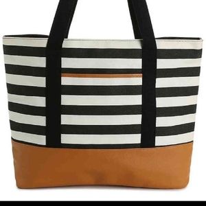 NWT.  DSW Black/White/Tan striped tote